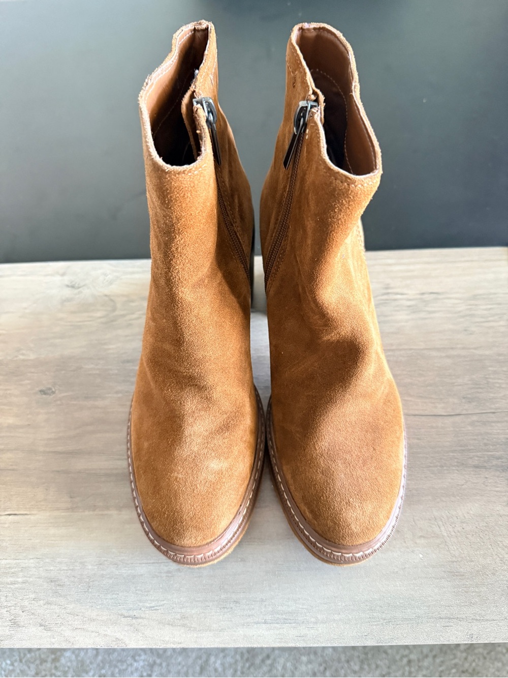 Steve Madden Tan Suede Ankle Booties with Side Zip